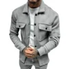Cozy and Stylish Men's Fleece Jacket Solid Color Lapel Collar Button Up Perfect for Spring Autumn Winter Seasons - Image 2